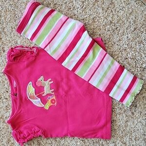 Gymboree Pink Short Sleeve Tee with Dog and Umbrella Design